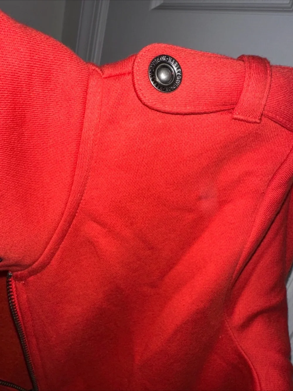 Harley-Davidson Women's Bright Red Zip-Up Bomber Jacket - Picture 6 of 6